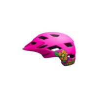 Bell Sidetrack Cykelhjelm Junior, Mat Pink / Lime m. blomster