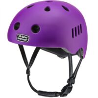 Lilla letvægts cykelhjelm med magnetlås og reflekser, UrbanWinner Purple
