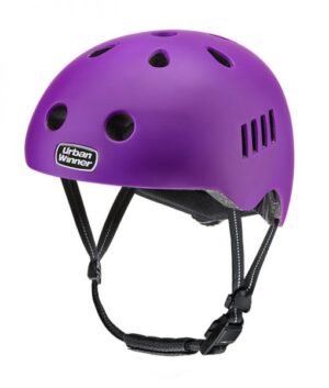 Lilla letvægts cykelhjelm med magnetlås og reflekser, UrbanWinner Purple