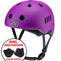 * TILBUD INKL. ØREVARMERE * Lilla letvægts cykelhjelm med magnetlås og reflekser, UrbanWinner Purple