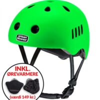 * TILBUD INKL. ØREVARMERE * Neon grøn letvægts cykelhjelm med magnetlås og reflekser, UrbanWinner Power Green